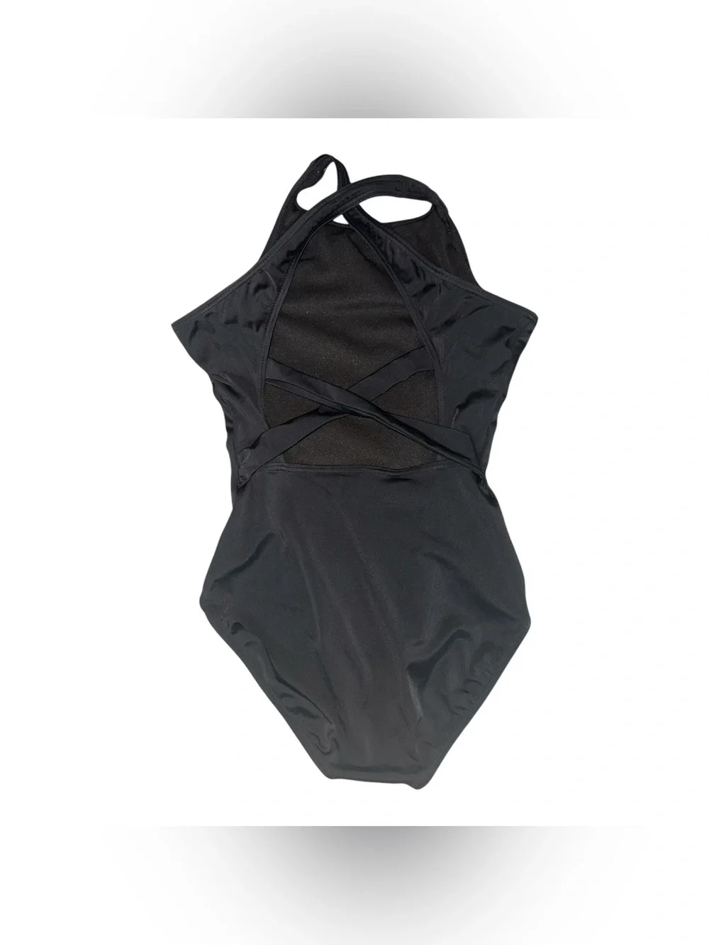 Weissman Black Sports Leotard Dance Gymnastics with Pink Rhinestone Star Accent